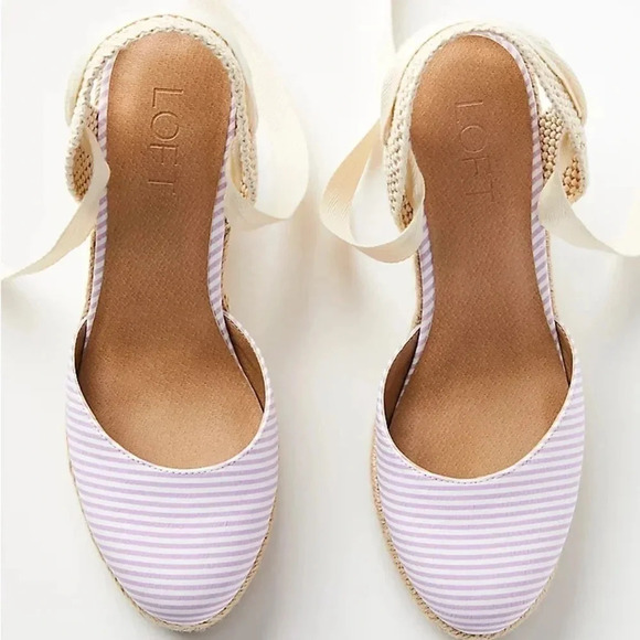 LOFT Lilac and White Striped Espadrilles - Size 9.5 - Picture 3 of 13